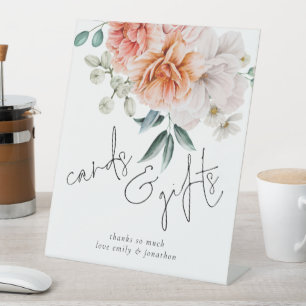 Signe De Table Cartes Peonies modernes Cadeaux Script Mariage