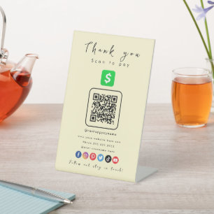 Signe De Table Cash App QR Code Merci Analyser Pour Payer Soft Su