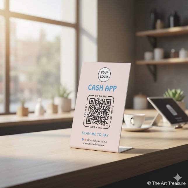 Signe De Table Cash app QR Code Payment Scan to Pay Business Logo (Créateur téléchargé)