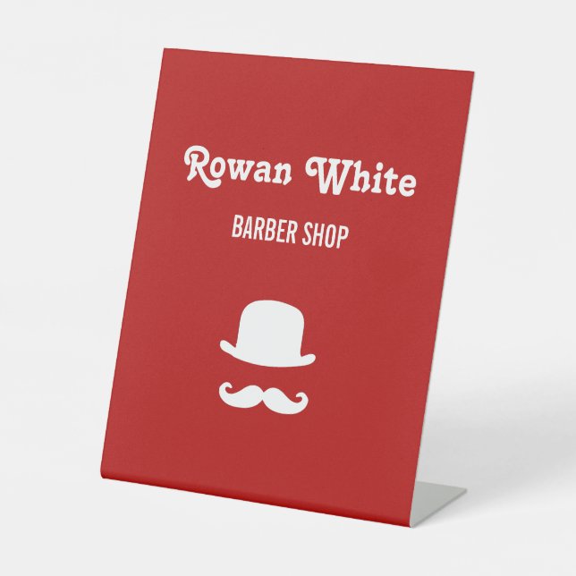 Signe De Table Casquette blanc et mustache silhouette rouge (Recto)
