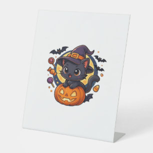 Signe De Table Casquette de sorcière aimable Cat Cute Pastel Kawa