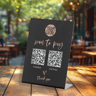 Signe De Table Casual Script   Deux façons de payer le code QR sc