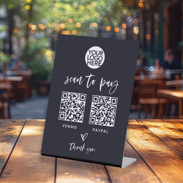 Signe De Table Casual Script | Deux façons de payer le code QR sc (Créateur téléchargé)