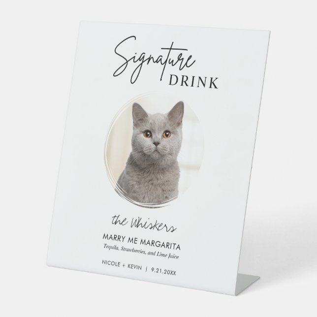 Signe De Table Cat Mariage Signature Boissons Bar Cocktail (Recto)