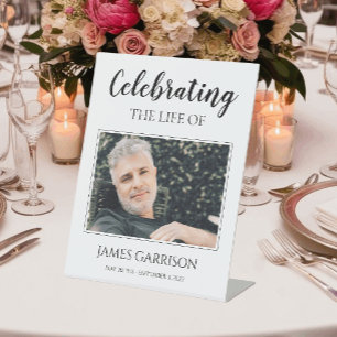 Signe De Table Célébration de la vie avec mémorial photo