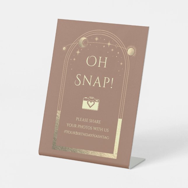 Signe De Table Céleste Mocha Gold Sun Moon Stars Oh Snap (Recto)