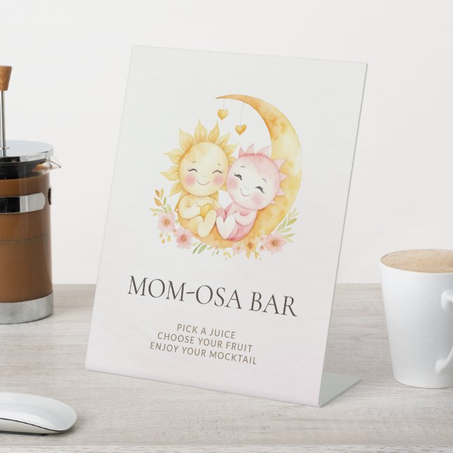 Signe De Table Celestial Sun Moon Mom-osa Bar Baby Shower (In SItu)