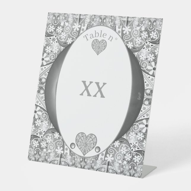 Signe De Table Céramique gris dentelle (Recto)