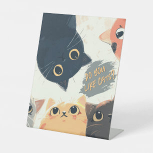 Signe De Table Cercle de chats mignons – Illustration de chat Kaw