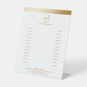 Signe De Table Cercle de monogramme de bande d'or blanc