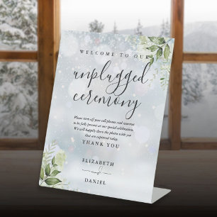 Signe De Table Cérémonie de Fleurs de Verdure d'Hiver sans Téléph