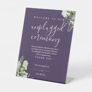Signe De Table Cérémonie de Fleurs de Verdure Violette sans Télép