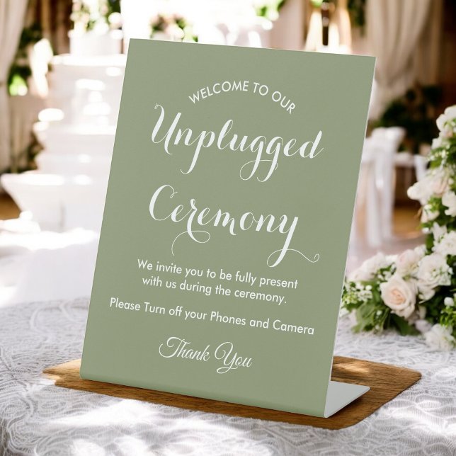 Signe De Table Cérémonie débranchée Mariage blanc vert Sage (Créateur téléchargé)