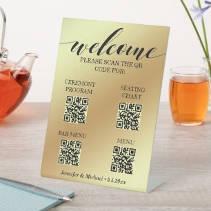 Signe De Table cérémonie d'or&assise graphique&barre menu qr code