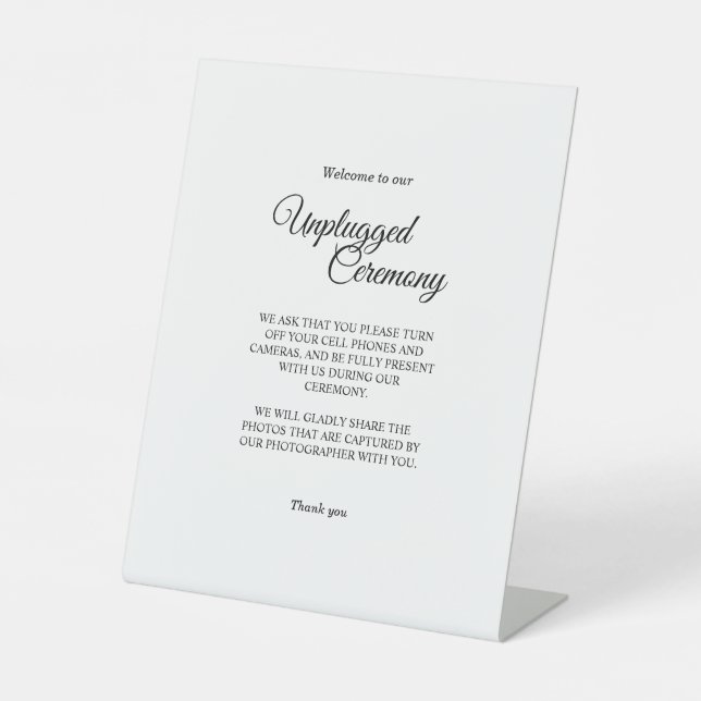 Signe De Table Cérémonie simple Noir Blanc Calligraphie Débranché (Recto)