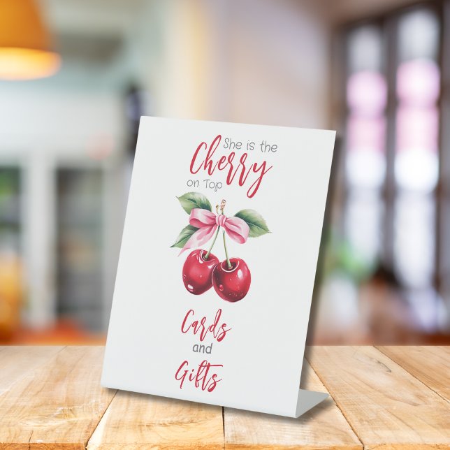 Signe De Table Cerise sur le dessus Pink Bow Girl Cartes de Baby  (Créateur téléchargé)