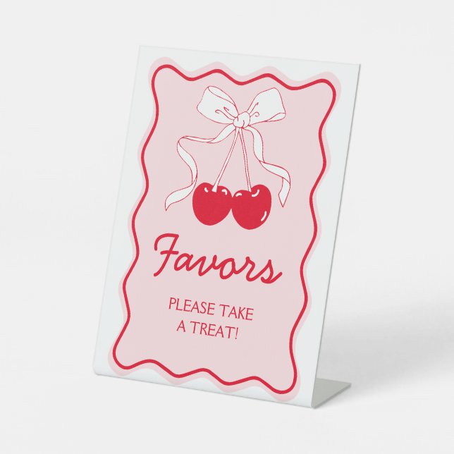 Signe De Table Cerisier Bow Rose Rouge En Haut Faveur (Recto)