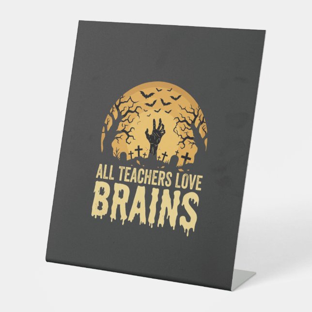 Signe De Table Cerveaux de professeurs d'Halloween (Recto)