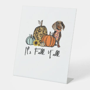 Signe De Table C'est automne Y'all Jaune Dachshund Chien Leopard 
