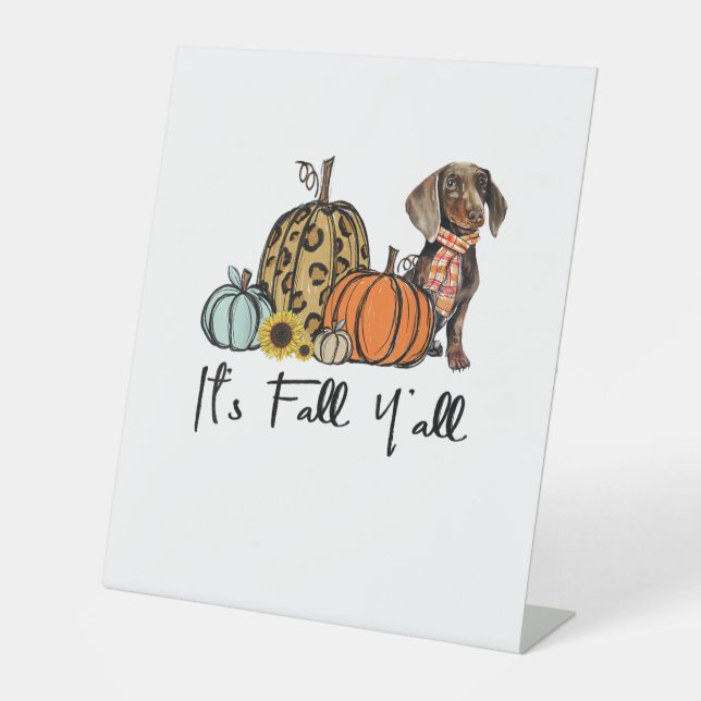 Signe De Table C'est automne Y'all Jaune Dachshund Chien Leopard  (Recto)