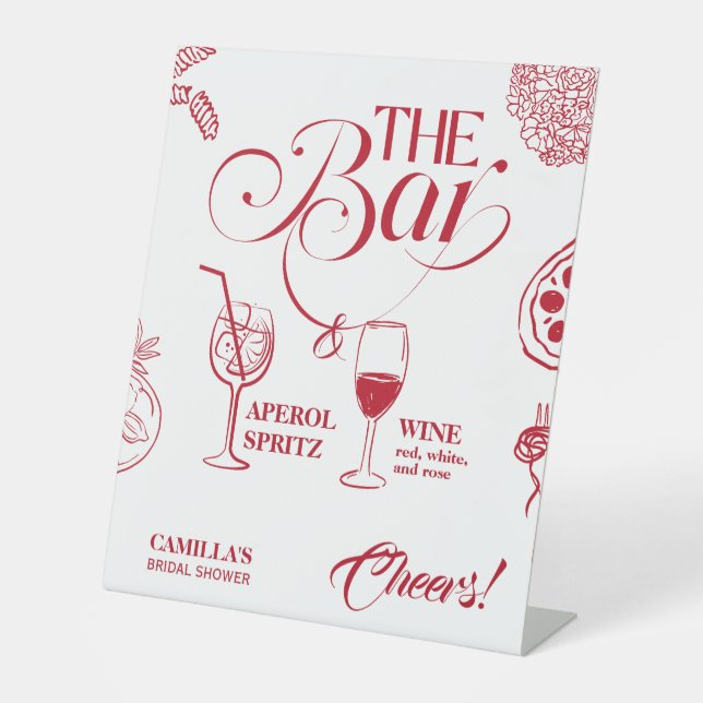 Signe De Table C'est l'Amour Bar à Mimosa pour Mariage Rouge (Recto)