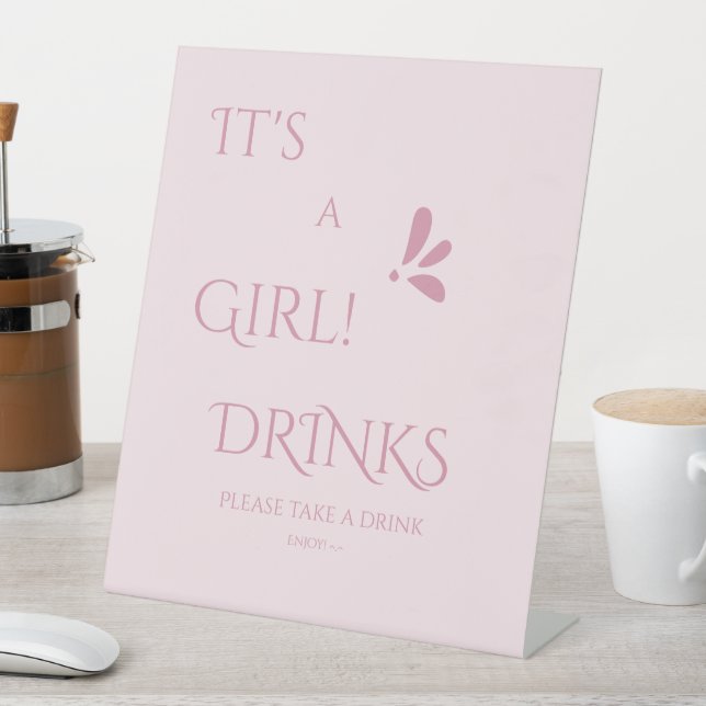 Signe De Table C'est une fille ! Minimalisme Boissons Rose Pastel (In SItu)