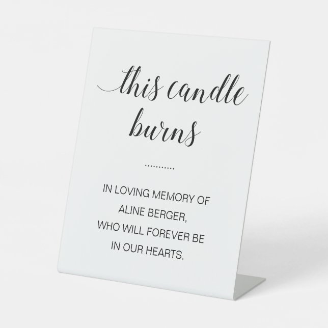 Signe De Table Cette Bougie Brûle Dans Un Souvenir D'Amour (Recto)
