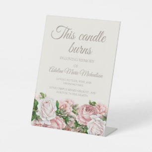 Signe De Table Cette bougie brûle Fleurs Rose Fard Mariage