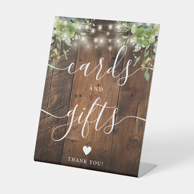 Signe De Table Chaîne Rustique En Bois Éclairage Cartes Et Cadeau (Recto)