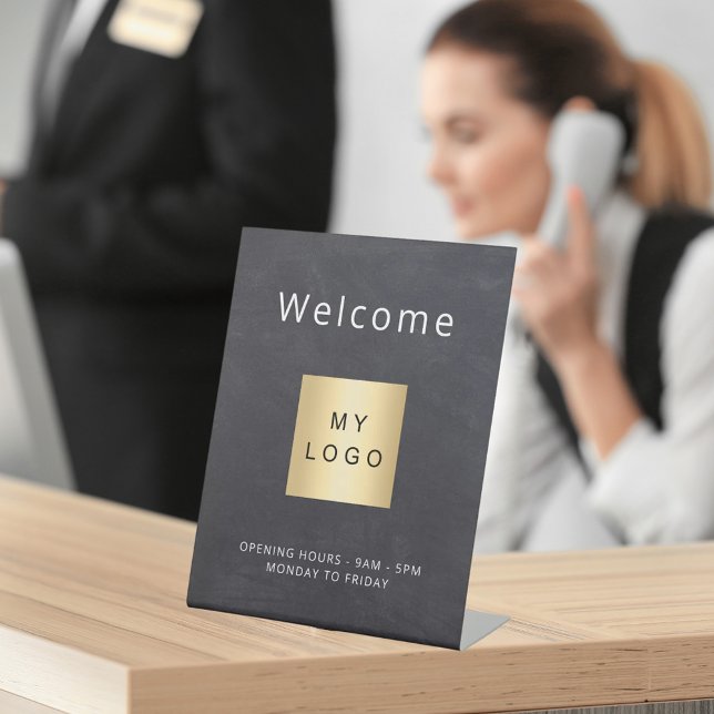 Signe De Table Chalboard gris logo entreprise ouvert fermé (Créateur téléchargé)
