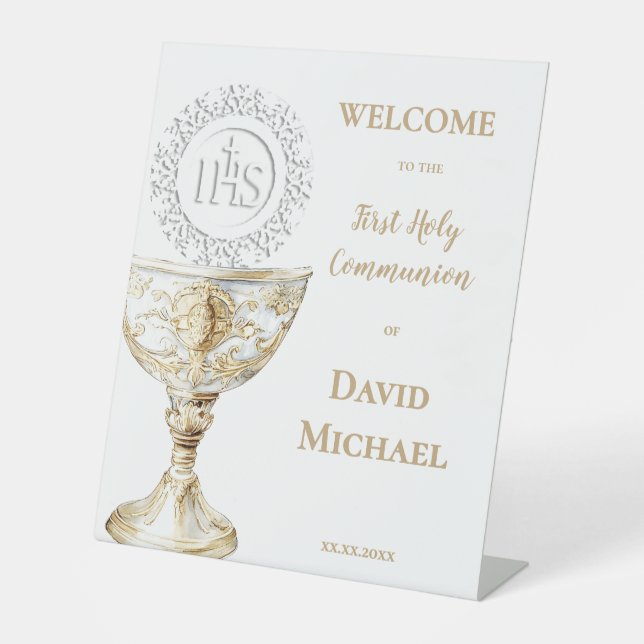 Signe De Table Chalice Host First Holy Communion welcome (Recto)