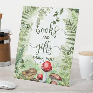 Signe De Table Champignons des forêts de bois Ferns Script Livres
