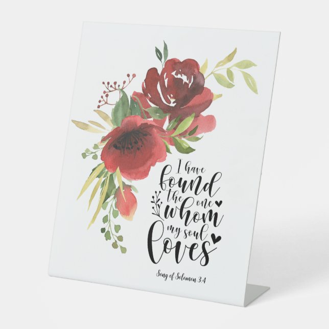 Signe De Table Chanson de Salomon 3:4 J'ai trouvé le One Floral (Recto)