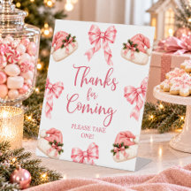 Chapeau de Père Noël à noeud rose Merci d'être ven