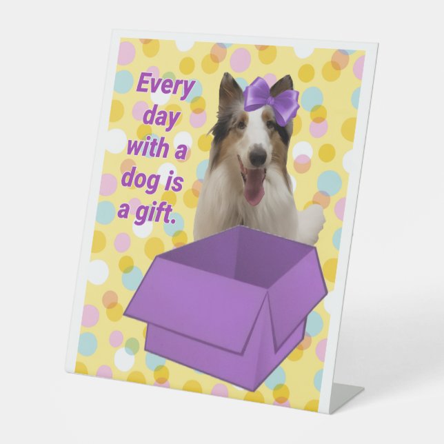 Signe De Table Chaque jour avec un chien est un cadeau (Recto)