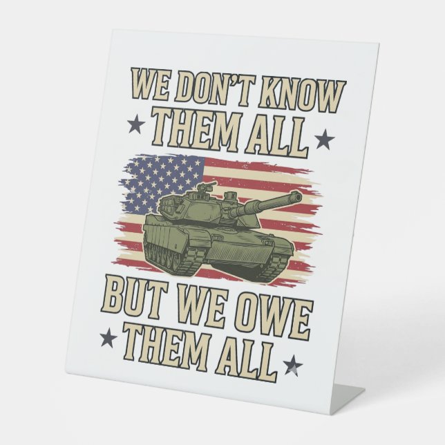 Signe De Table Char patriotique de tank de remembrance militaire  (Recto)