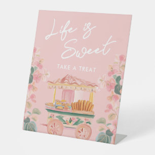 Signe De Table Chariot à churros rose "La vie est douce"