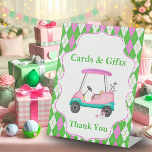 Signe De Table Chariot de golf élégant prêt pour la baby shower 