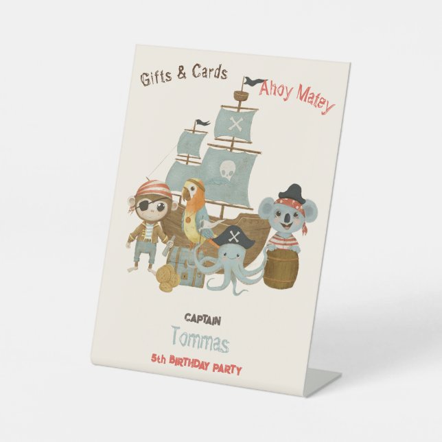 Signe De Table Chasseurs de trésors Pirate Cadeau d'anniversaire (Recto)