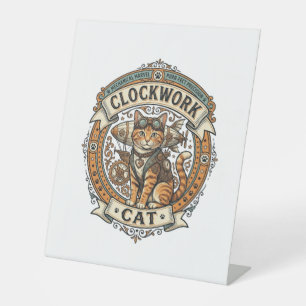 Signe De Table Chat à ressort Chat Steampunk Vintage Art Vector S