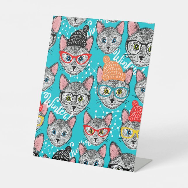 Signe De Table Chat dans le casquette (Recto)