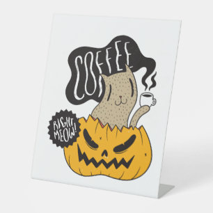 Signe De Table Chat de café Halloween - Joli chat d'Halloween buv