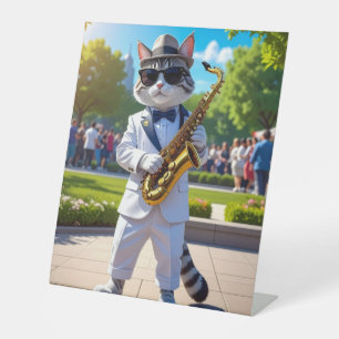 Signe De Table Chat de jazz cool