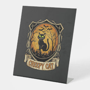 Signe De Table Chat effrayant Halloween Chauve-souris de cimetièr
