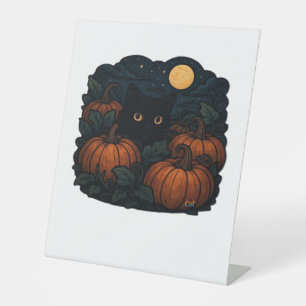 Signe De Table Chat noir en Casquette sorcier - Matcha Latte Magi
