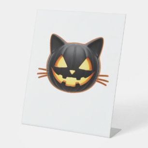 Signe De Table Chat noir Jack o'Lantern Emoji T-shirt classique