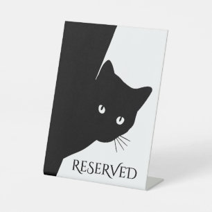 Signe De Table Chat noir rusé réservé