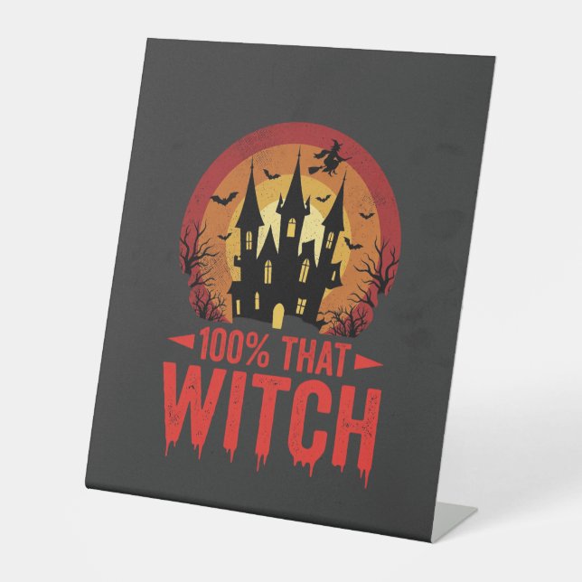 Signe De Table Château d'Halloween de cette sorcière à 100% (Recto)