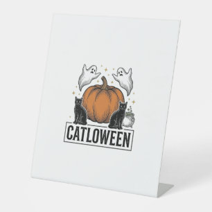Signe De Table Chatoween Chat Noir Fantôme Halloween Conception V