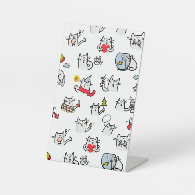 Signe De Table Chats amusants, lait et magie. (Recto)